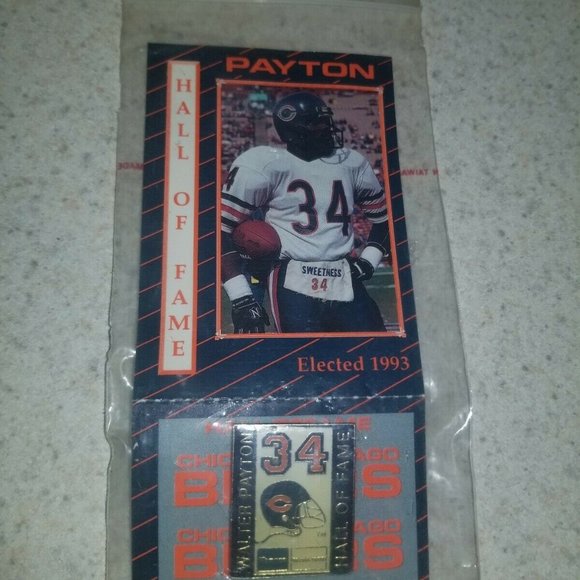 Walter Payton Hall of Fame Cards & Pins & Chicago Bears Helmet Pin - Picture 1 of 6